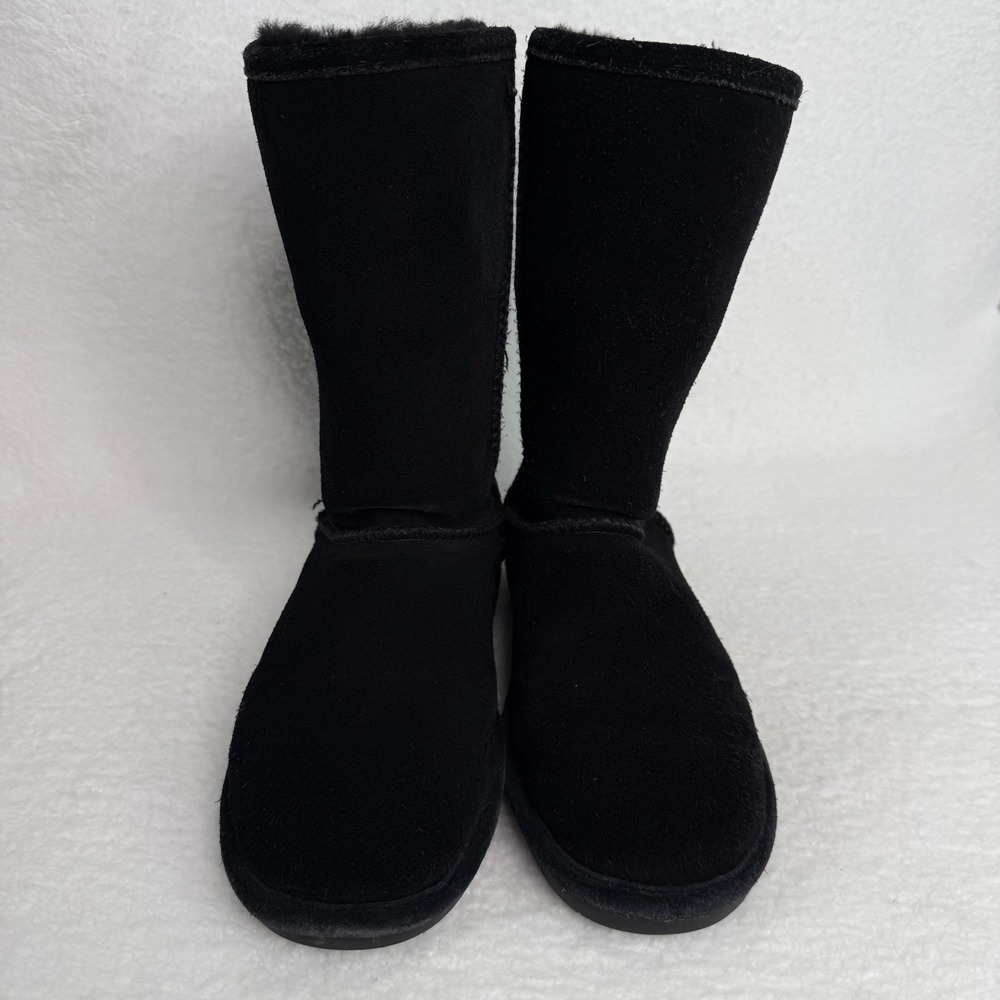 Bearpaw Women's Elle Short Winter Boots Black Size 9 Suede Sheepskin Wool Calf - Picture 2 of 12